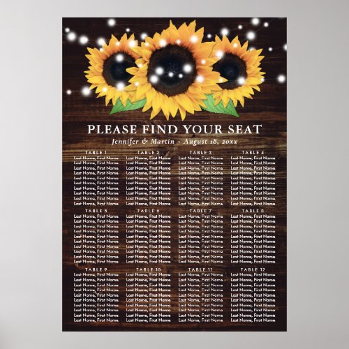 Rustic Wood Sunflower Wedding Seating Chart 12