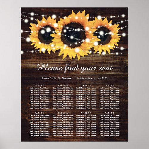 Rustic Wood Sunflower Wedding Seating Chart 8