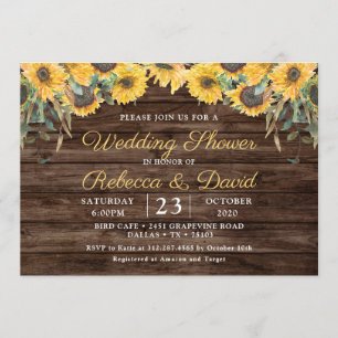 Rustic Wood Sunflower Wedding Shower Invitation
