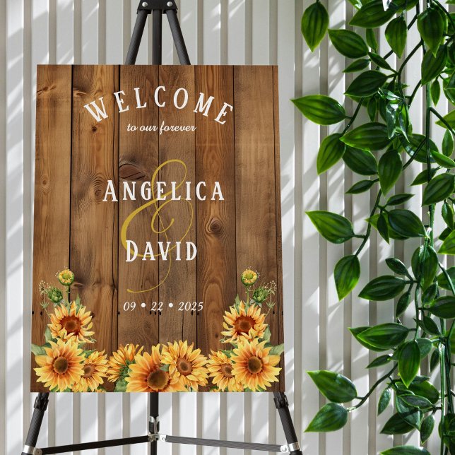 Rustic Wood Sunflower Wedding Sign (Creator Uploaded)