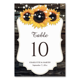 Rustic Wood Sunflower Wedding Table Number