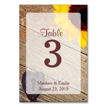 Rustic Wood Sunflower Wedding Table Numbers by bridalwedding at Zazzle