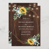 rustic wood Sunflower white peony wedding Invitation (Front/Back)