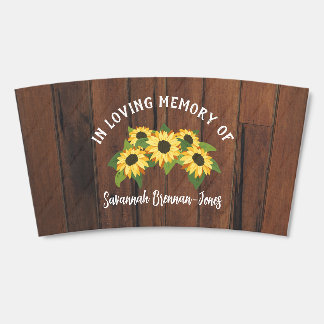 Rustic Wood Sunflowers In Loving Memory Of Coffee Cup Sleeve