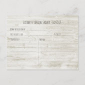 Rustic Wood Sunflowers Lace Bridal Shower Recipe Invitation Postcard (Back)