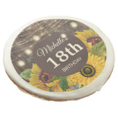 Rustic Wood Sunflowers String LIghts 18th Birthday Sugar Cookie (Angled)