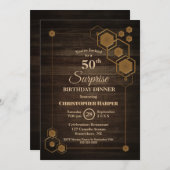 Rustic Wood Surprise 50th Birthday Dinner Party Invitation (Front/Back)