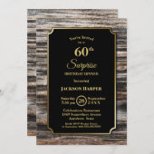 Rustic Wood Surprise 60th Birthday Dinner Invitation (Front/Back)