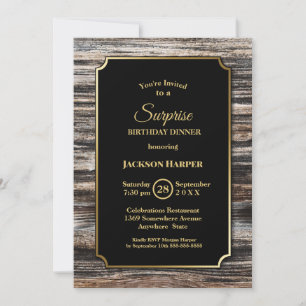 Rustic Wood Surprise Birthday Dinner Invitation