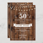 Rustic Wood Surprise Birthday Party 50th Invite (Front/Back)