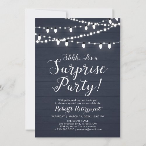 Rustic Wood Surprise Retirement Party Invitation