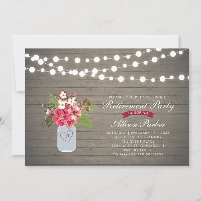 Rustic Wood Surprise Retirement Party Invitation (Front)