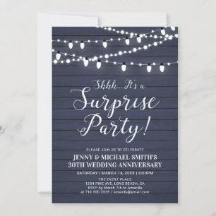 Rustic Wood Surprise Wedding Anniversary Party Inv Invitation