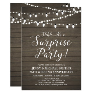 Rustic Wood Surprise Wedding Anniversary Party Invitation
