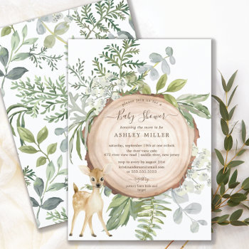 Rustic Wood Sweet Deer Baby Shower Invitation by invitationstop at Zazzle