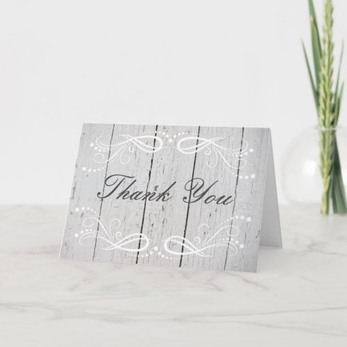 Rustic Wood Swirl Floral Vintage Thank You