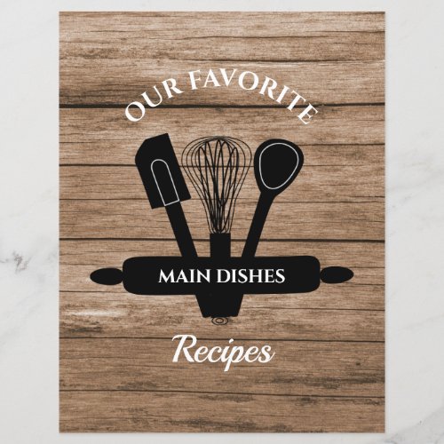 Rustic Wood Tabbed Recipe Cookbook Divider