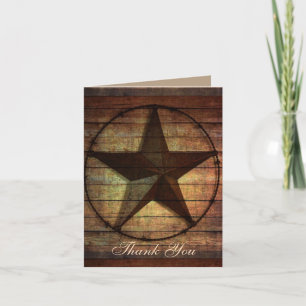 rustic wood texas star western wedding thank you