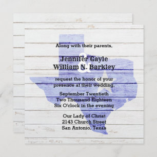 Rustic Wood Texas State Wedding Invitation