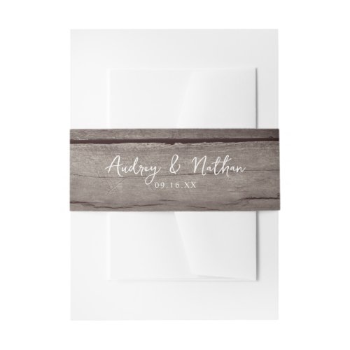 Rustic Wood Texture Invitation Belly Band