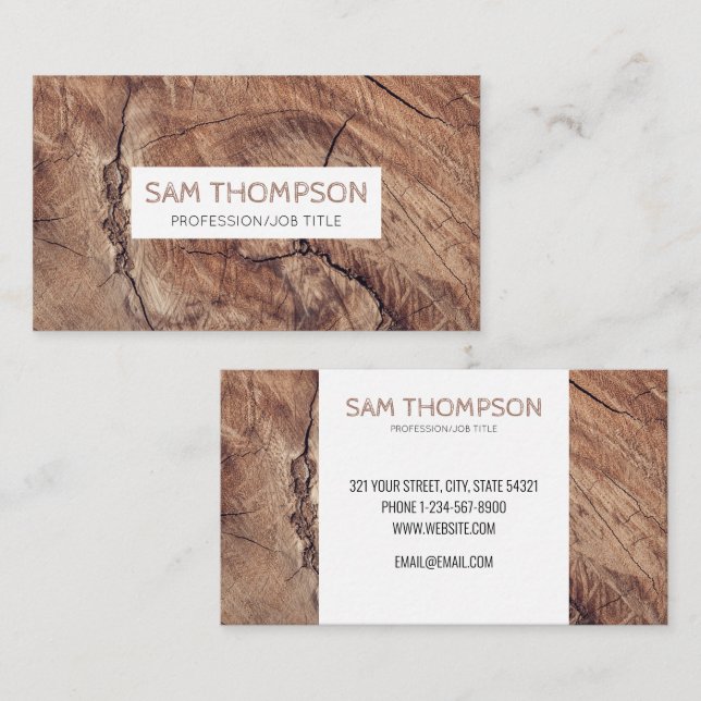 Rustic Wood Texture Modern Business Card (Front/Back)