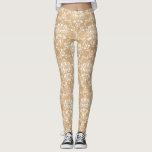 Rustic Wood Texture with White Damask Pattern Leggings<br><div class="desc">Stylish,  rustic,  boho-inspired leggings featuring white damask pattern with wood texture background.  Other patterns with the same wood background are available.</div>