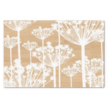 Rustic Wood Texture With White Dandelion Pattern Tissue Paper by KeikoPrints at Zazzle