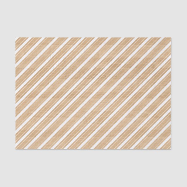 Rustic Wood Texture with White Diagonal Stripes Tissue Paper (Front)