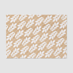 Rustic Wood Texture with White Foliage Leaves Tissue Paper