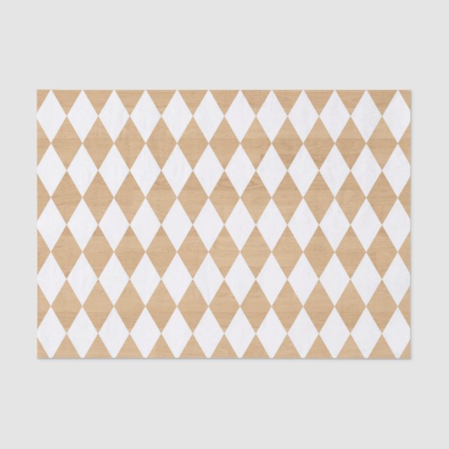 Rustic Wood Texture with White Harlequin Tissue Paper (Front)