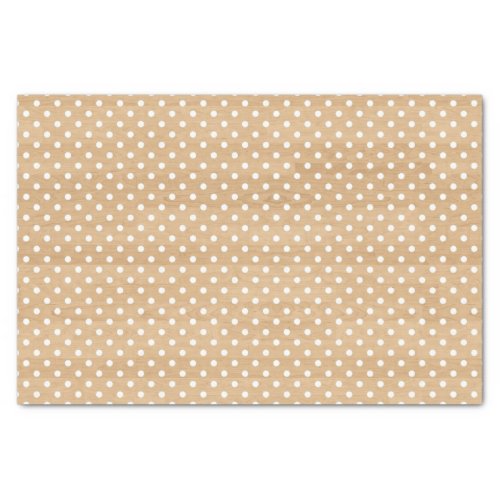 Rustic Wood Texture with White Polka Dots Pattern Tissue Paper