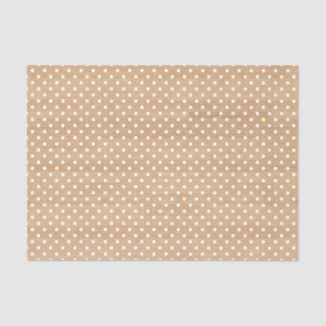 Rustic Wood Texture with White Polka Dots Pattern Tissue Paper (Front)