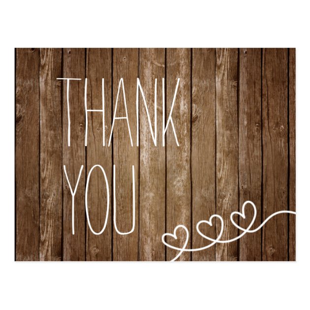 Rustic Wood Thank You Post Card