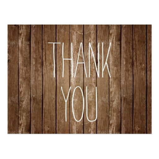 Rustic Wood Thank You Post Card | Zazzle