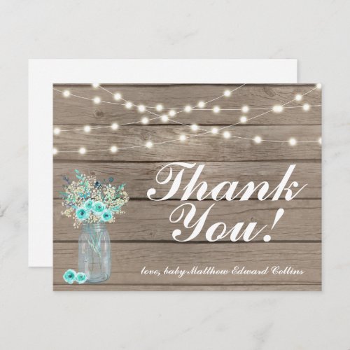 Rustic Wood Thank You String Lights Note Card