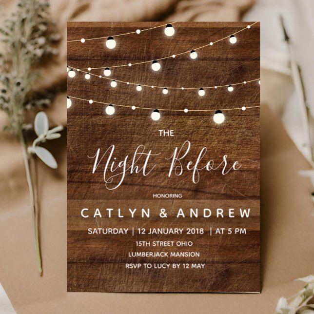 Rustic Wood The Night Before Invitation (Creator Uploaded)