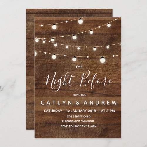 Rustic Wood The Night Before Invitation