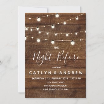 Rustic Wood The Night Before Invitation | Zazzle