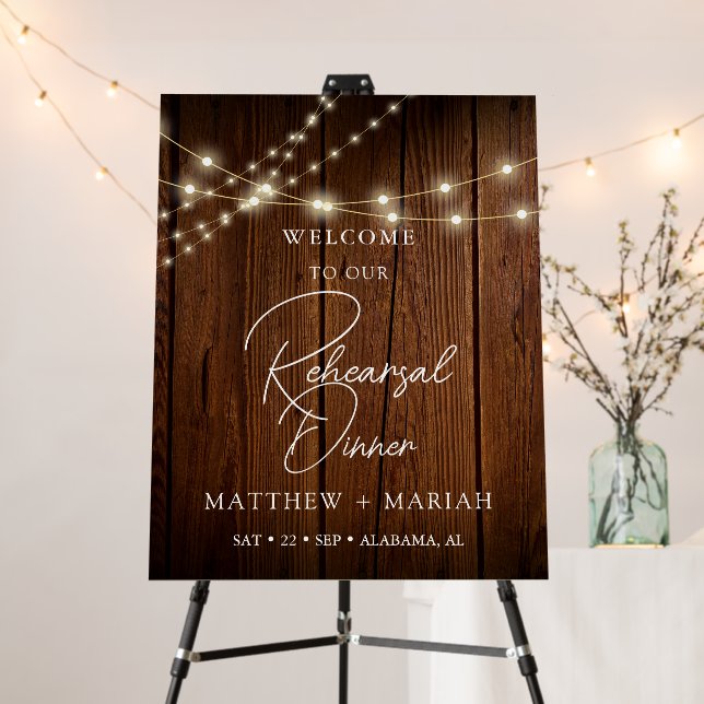 Rustic Wood The Night Before Rehearsal dinner Foam Board (In Situ (Stand))