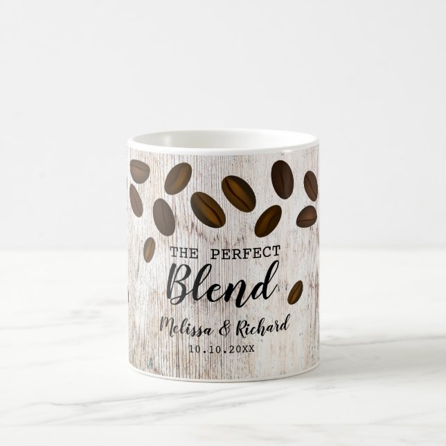 Rustic Wood The Perfect Blend Coffee Wedding  Mug (Center)