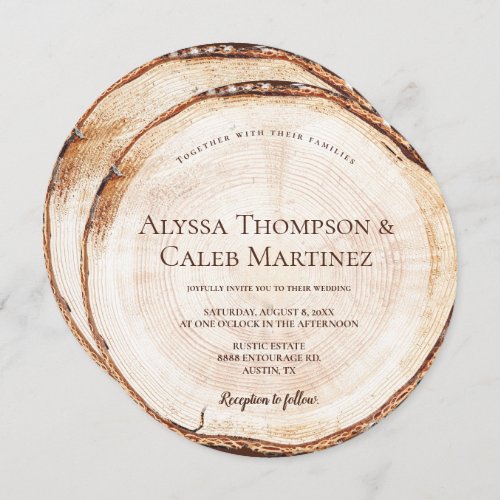 Rustic Wood Theme Custom Bride groom Full name Invitation