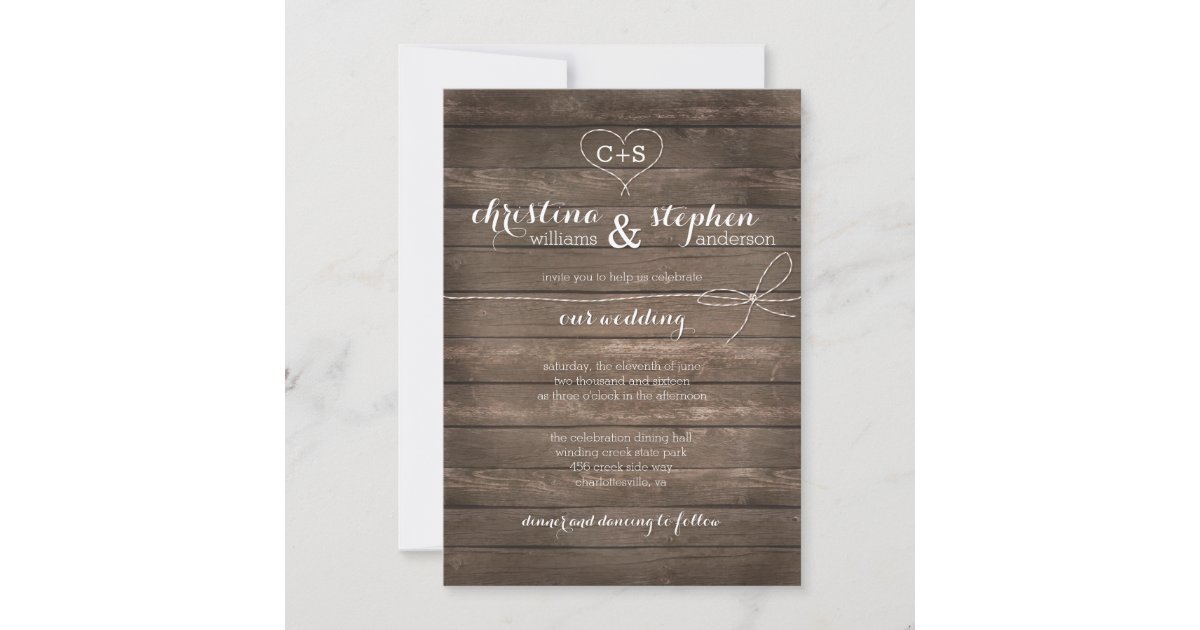 Rustic Wood Tie the Knot Wedding Invitation Zazzle