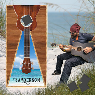 Rustic Wood Tone Accustic Ukulele Beach Music Cornhole Set