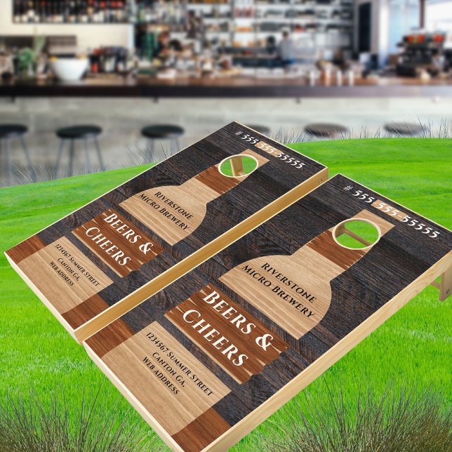 Rustic Wood Tone Beer Bottle Micro Brewery Promo  Cornhole Set (Creator Uploaded)