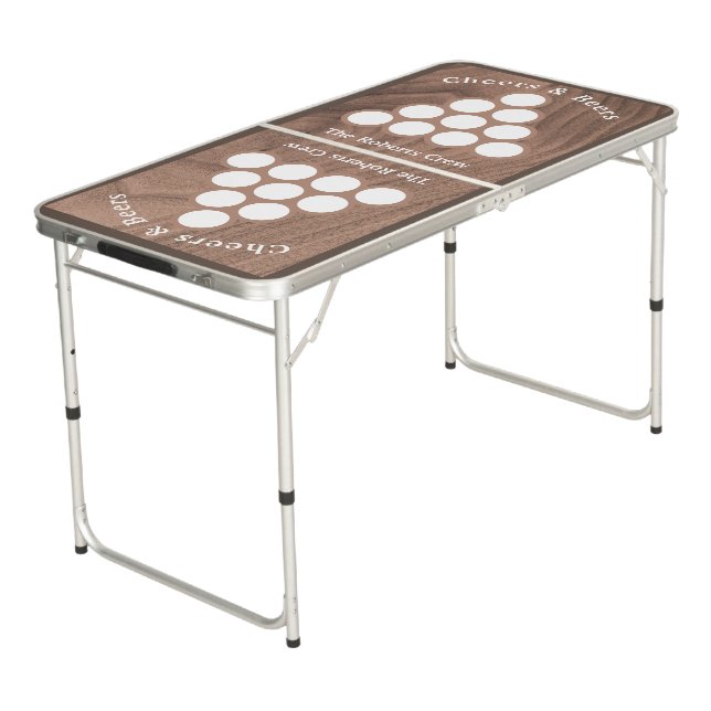 Rustic Wood Tone Beers Drinking Beer Pong Table (Angled)