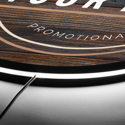 Rustic Wood Tone Business Logo LED Sign (Edge)