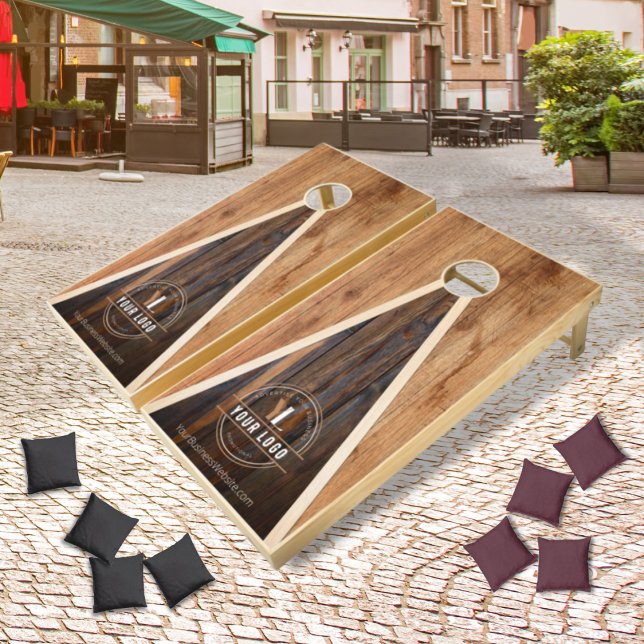 Rustic Wood Tone Business Triangle Brown Cornhole Set (Creator Uploaded)