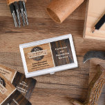 Rustic Wood Tone Contractor Logo Business Card Case<br><div class="desc">No more being embarrassed by handing a new customer a tattered and crumpled card. Keep your business cards clean,  flat and easily accessible with the Rustic Wood Tone Contractor Logo Business Card Case. Easy to customize with your information.</div>
