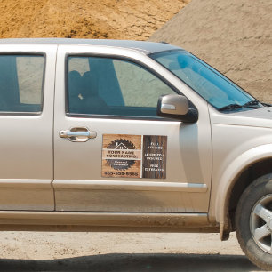 Rustic Wood Tone Contractor Logo Car Magnet