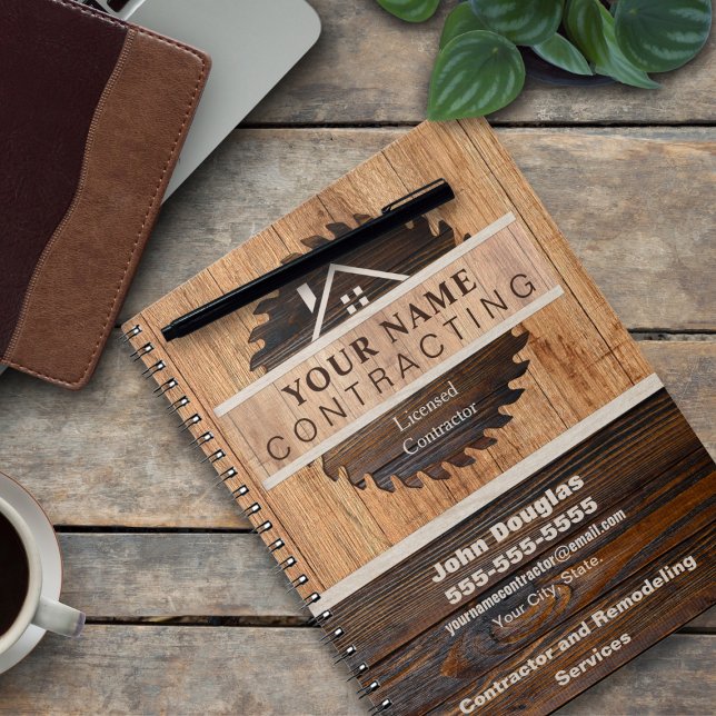 Rustic Wood Tone Contractor Logo Notebook (Creator Uploaded)